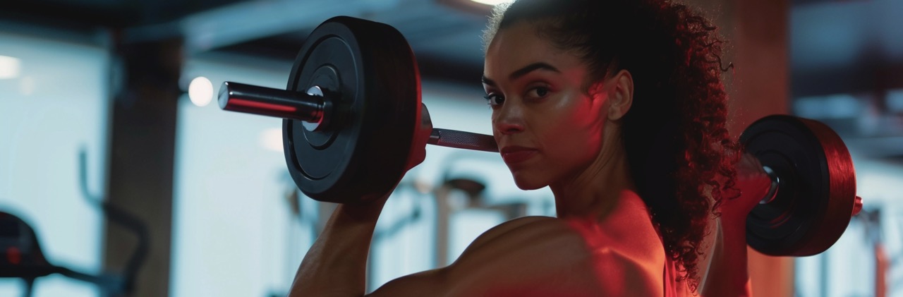 woman lifting barbell